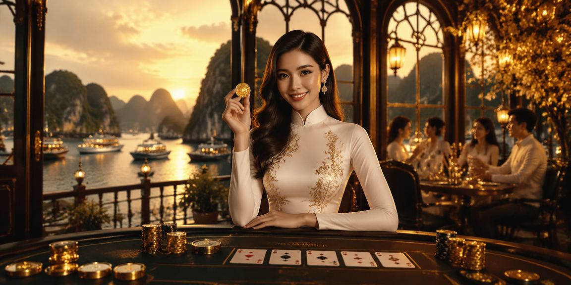 Phụ nữ mặc áo dài chơi baccarat tại Vịnh Hạ Long trong trải nghiệm 66f